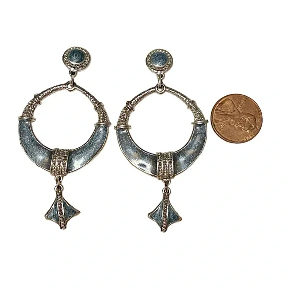 EDGAR BEREBI Earrings Blue Silver Vintage - Picture 3 of 4